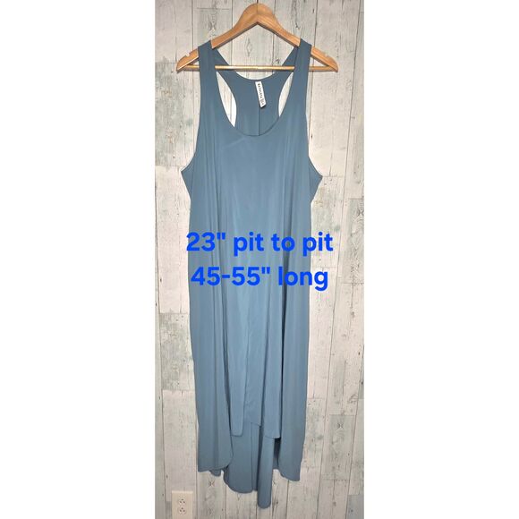Athleta Presidio Hi-Low Sleeveless Dusty Blue Oversized Billowy Easy Wear Dress - Picture 3 of 7
